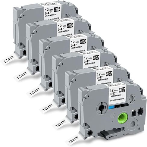 4-Pack 12mm Black TZe TZ Tape Replacement for Brother Ptouch TZe-335 TZ-335 Label Tape 12mm 0.47 White on Black Laminated for Brother Label Maker PT-D210, PT-D220, PT-H100, PT-D600 in Kuwait