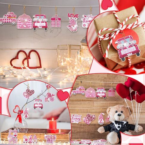 BBTO 15 قطعة من سلاسل المفاتيح الفنية لعيد الحب 5d DIY هدية عيد الحب من الكاكاو الساخن حلي فنية ماسية (قلب) in Saudi Arabia