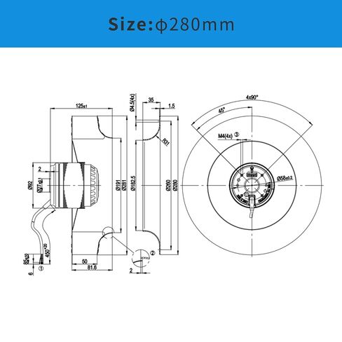 R2E280-AE52-05 for Ebm Papst Fans 230VAC 225W Centrifugal Fan Able to Replace R2E280-AE52-17 in Saudi Arabia