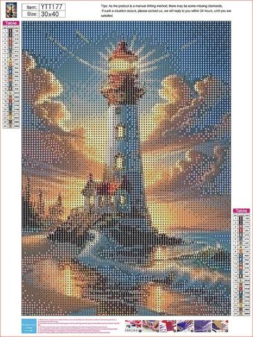 مجموعة طلاء ألماس منارة غروب الشمس من Diosedyer 5D DIY مجموعة طلاء ماسية دائرية كاملة مثالية لديكور عيد الميلاد والهالوين، مثالية لغرفة النوم، وفن جدار غرفة المعيشة 11.8 × 15.7 بوصة in Kuwait