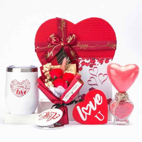 Gift for Women Birthday Gifts for Wife Girlfriend Lover,Unique Ideas Rose Love Gift Basket Box Thinking of You I Love You Romantic Gifts Set for Friends Female Sister Wedding & Engagement Gift (Pink) in Kuwait