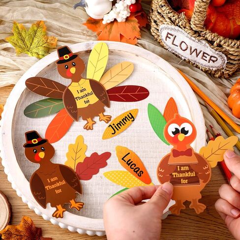 36 Sets 252 Pcs Thanksgiving Turkey Craft Kit Thanksgiving Crafts Turkey Paper Card Thankful Cards Decor with Glue Point Dots for Holiday Party Decoration Family DIY Activities in Saudi Arabia
