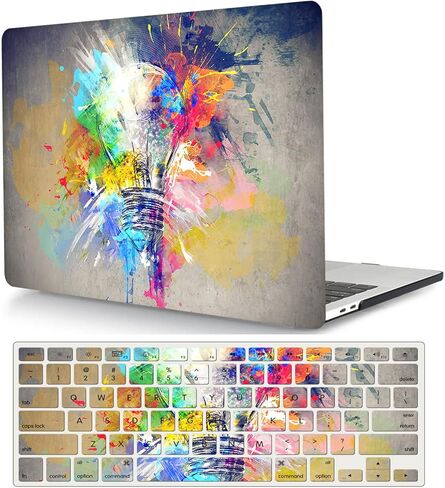 حافظة كمبيوتر محمول متوافقة مع حافظة MacBook Air 13.6 بوصة الجديدة 2022 M2 Chip Model A2681، طباعة ثلاثية الأبعاد ملونة غير لامعة من البلاستيك الصلب وغطاء لوحة المفاتيح - لمبة ملونة in Saudi Arabia
