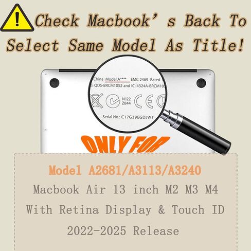 حافظة كمبيوتر محمول متوافقة مع حافظة MacBook Air 13.6 بوصة الجديدة 2022 M2 Chip Model A2681، طباعة ثلاثية الأبعاد ملونة غير لامعة من البلاستيك الصلب وغطاء لوحة المفاتيح - لمبة ملونة in Saudi Arabia