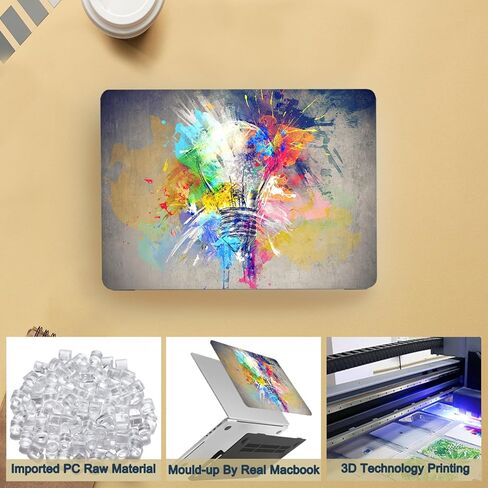حافظة كمبيوتر محمول متوافقة مع حافظة MacBook Air 13.6 بوصة الجديدة 2022 M2 Chip Model A2681، طباعة ثلاثية الأبعاد ملونة غير لامعة من البلاستيك الصلب وغطاء لوحة المفاتيح - لمبة ملونة in Saudi Arabia
