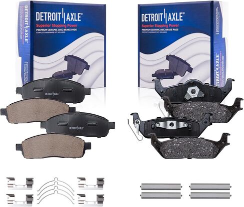 محور ديترويت - وسادات الفرامل لعام 2004 2005 2006 2007 2008 Ford F-150 Lincoln Mark LT، وسادات فرامل سيراميك مع مجموعة وسادات فرامل بديلة أمامية وخلفية in Saudi Arabia