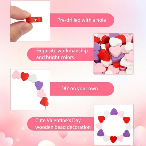 Lucleag 210Pcs Christmas Wooden Bead, Red White Green Wooden Beads DIY Crafts Kits, Christmas Tree Wood Beads Ornaments Xmas Wood Bead with Hemp Rope for Christmas Decor Gifts Party Supplies in Kuwait