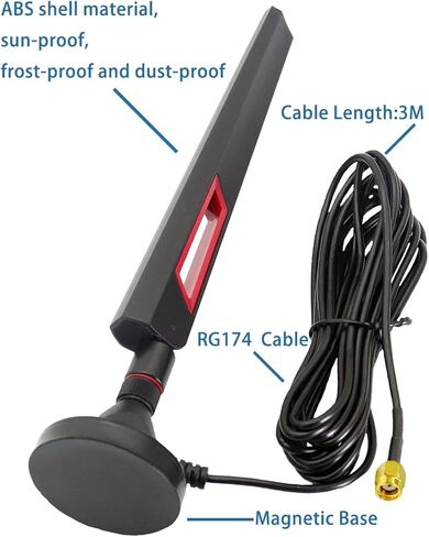 4G Antenna RP SMA Male Connector Omni-directional 4G Full-Band External Router Folding Glue Stick Antenna 12 dBi High Gain with Magnetic Base 3M RG174 Cable in Saudi Arabia