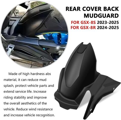 for GSX-8S GSX8S 2025-2023 GSX-8R GSX8R 2025 2024 Motorcycle Mudguard Rear Cover Splash Protector (Black) in Kuwait