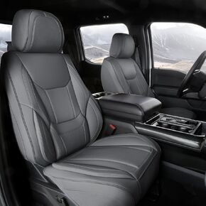 أغطية مقاعد السيارة المخصصة من Coverland متوافقة مع 2005-2024 Chevy Equinox - غطاء مقعد مصنوع من الجلد الفاخر غير قابل للانزلاق ومقاوم للماء وغطاء مقعد داخلي مناسب [المقعد الأمامي رمادي] in Kuwait