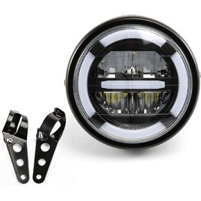 مصباح أمامي LED للدراجة النارية مقاس 7 بوصات، ضوء رأس مستدير مع شعاع DRL Hi/Lo لمصابيح Electra Glide Street Glide Road King Heritage Softail Switchback الأمامية (نمط X مع إشارة الانعطاف) in Kuwait