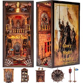 Book Nook Kit - 3D Wooden Puzzle with Type-C LED Light | Miniature Tiny House for Adults & Teens | Perfect Craft Gift & Stylish Bookshelf Décor(Knight of Glory) in Kuwait