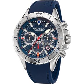 ناوتيكا ساعة ان اس تي كرونو بسوار من الستانلس ستيل للرجال (الموديل: NAPNSF204)، فضي in Kuwait