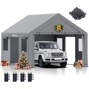 Upgraded 13x20 Heavy Duty Carport，Features Roll-up Windows & Doors, Portable Garage with UV Resistant Waterproof All-Season Tarp for Car, Truck, Boat in Saudi Arabia