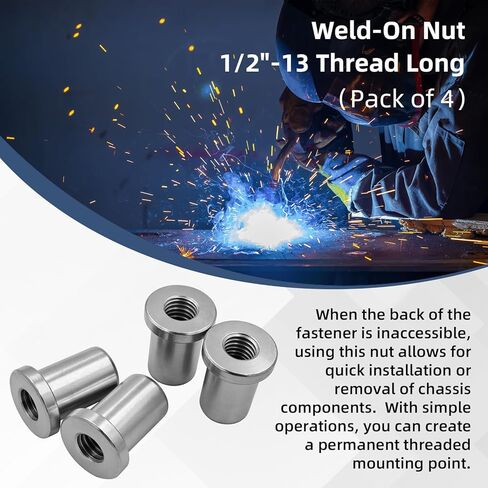 لحام على صامولة، 1/2 بوصة - 13 خيط طويل ملولب أنثى لحام صمولة فولاذية للتركيب (4 قطع) in Kuwait