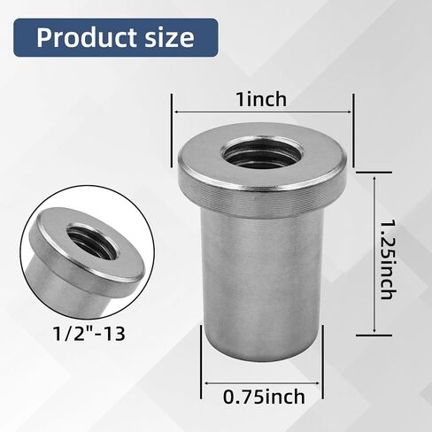 لحام على صامولة، 1/2 بوصة - 13 خيط طويل ملولب أنثى لحام صمولة فولاذية للتركيب (4 قطع) in Kuwait