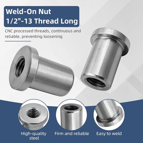 لحام على صامولة، 1/2 بوصة - 13 خيط طويل ملولب أنثى لحام صمولة فولاذية للتركيب (4 قطع) in Kuwait