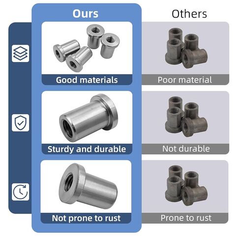 لحام على صامولة، 1/2 بوصة - 13 خيط طويل ملولب أنثى لحام صمولة فولاذية للتركيب (4 قطع) in Kuwait