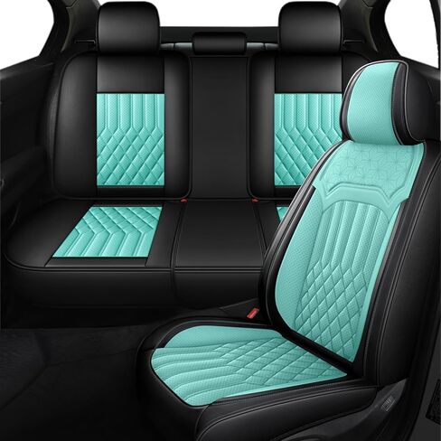 Car Seat Covers for Jeep Renegade 2015-2023, All Season Universal Leather Waterproof Breathable Seat Protectors Interior Accessories with Airbag(Black&Blue,5 Seats) in Saudi Arabia