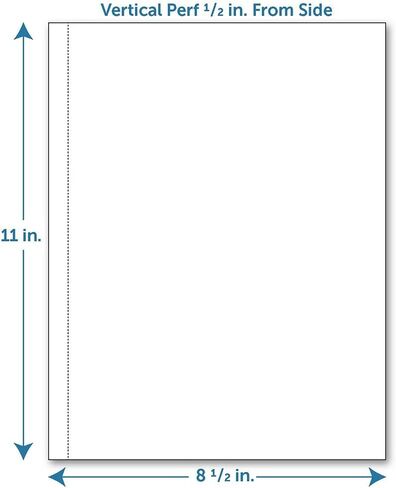 ورق مثقوب، 1/2 بوصة مثقوب على طول 11 بوصة، عموديًا على ورق نسخ بحجم Letter 24# باللون الأبيض (حزمة من 500) in Kuwait