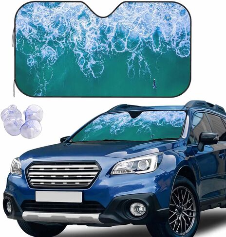 Beach Chairs Car Windshield Sun Shade Tropical Ocean Island Parasol Front Window Shades Sunshade Cover Sun Visor Shield Block Automotive Interior Portector Blocks UV Rays for Car in Saudi Arabia