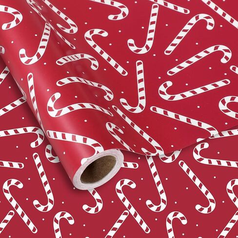 JarThenaAMCS Christmas Wrapping Paper -Mini Roll- 17 In x 32.8 Ft Red Candy Cane Gift Wrap Paper for DIY Crafts Xmas Party Supplies in Saudi Arabia