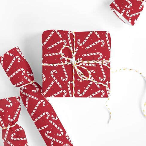 JarThenaAMCS Christmas Wrapping Paper -Mini Roll- 17 In x 32.8 Ft Red Candy Cane Gift Wrap Paper for DIY Crafts Xmas Party Supplies in Saudi Arabia