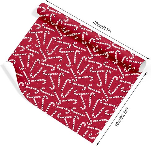 JarThenaAMCS Christmas Wrapping Paper -Mini Roll- 17 In x 32.8 Ft Red Candy Cane Gift Wrap Paper for DIY Crafts Xmas Party Supplies in Saudi Arabia