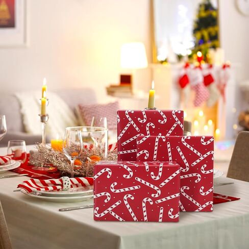 JarThenaAMCS Christmas Wrapping Paper -Mini Roll- 17 In x 32.8 Ft Red Candy Cane Gift Wrap Paper for DIY Crafts Xmas Party Supplies in Saudi Arabia
