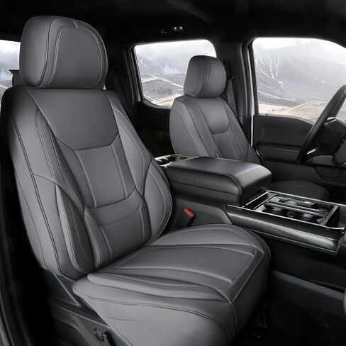 أغطية مقاعد السيارة المخصصة من Coverland متوافقة مع 2005-2024 Chevy Equinox - غطاء مقعد مصنوع من الجلد الفاخر غير قابل للانزلاق ومقاوم للماء وغطاء مقعد داخلي مناسب [المقعد الأمامي رمادي] in Kuwait