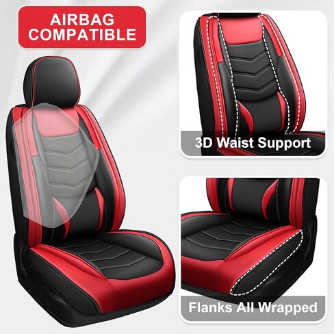 Car Seat Covers Fit 95% of Mercedes-Benz 2000-2024 Daily Commutes Durable and Side Airbag Compatibility Sports Seat Cover, 2 Pcs Front, Black Red in Kuwait