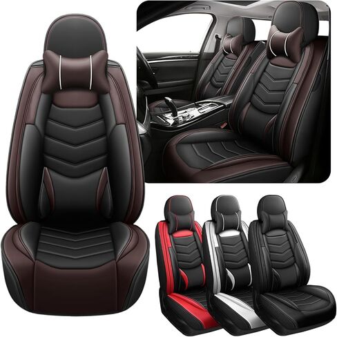 Car Seat Covers Fit 95% of Mercedes-Benz 2000-2024 Daily Commutes Durable and Side Airbag Compatibility Sports Seat Cover, 2 Pcs Front, Black Red in Kuwait