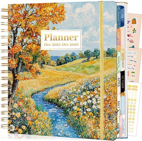 FLYING EAGLE 2026 Planner Weekly and Monthly, Jan-Dec 2026 8.3 x 9.3 Inch Hardcover Spiral Bound, 13 Tabs and Pocket, Daily Planner​ for Women, Perfect 2026 Yearly Calendar Planner, River in Saudi Arabia