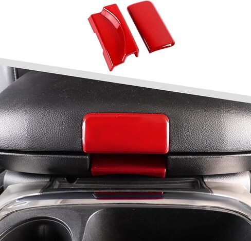 Jimen Compatible with Dodge Ram 2010-2017, 2PCS Center Console Armrest Box Switch Cover Trim (Red) in Saudi Arabia