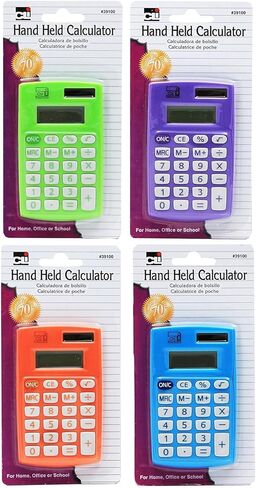 Charles Leonard Hand Held Calculator, Battery and Solar Powered with 8 Digit Display, Assorted Colors (39100) in Saudi Arabia