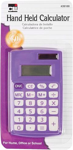 Charles Leonard Hand Held Calculator, Battery and Solar Powered with 8 Digit Display, Assorted Colors (39100) in Saudi Arabia