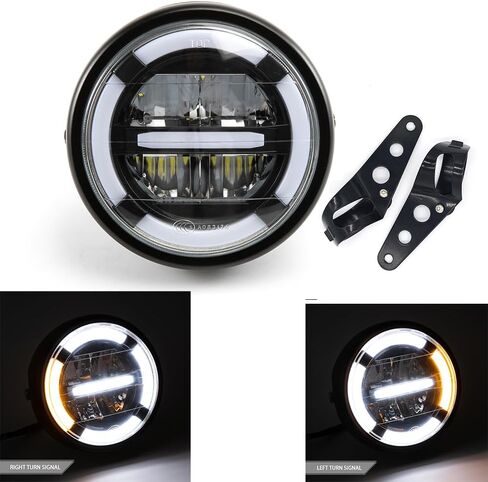Motorcycle LED Headlight 7 inch, Round Head light with DRL Hi/Lo Beam for Electra Glide Street Glide Road King Heritage Softail Switchback Headlamp (X style with turn signal) in Saudi Arabia