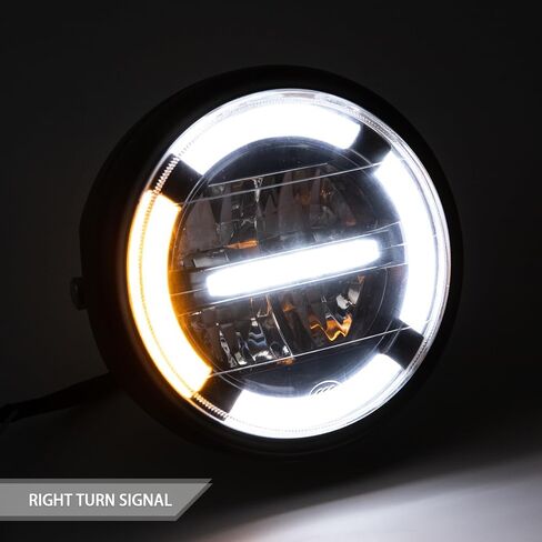 Motorcycle LED Headlight 7 inch, Round Head light with DRL Hi/Lo Beam for Electra Glide Street Glide Road King Heritage Softail Switchback Headlamp (X style with turn signal) in Saudi Arabia