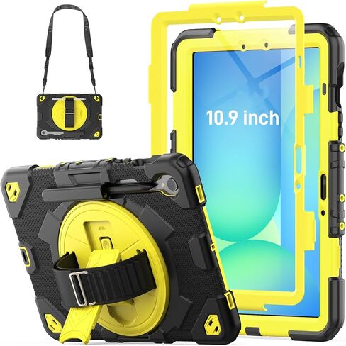 HXCASEAC Case for Samsung Galaxy Tab S9 FE 10.9’’/ S9 Case 11’’ with Screen Protector/S Pen Holder/Hand Strap (SM-X510 X516B X518U X710 716B X718U) Heavy Duty Samsung S9 FE/S9 Tablet Case 11’’ - Black in Saudi Arabia