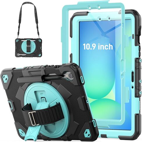 حافظة HXCASEAC لهاتف Samsung Galaxy Tab S9 FE 10.9 بوصة/ حافظة S9 مقاس 11 بوصة مع واقي شاشة/ حامل قلم S/ حزام يد (SM-X510 X516B X518U X710 716B X718U) حافظة تابلت شديدة التحمل Samsung S9 FE/S9 مقاس 11 بوصة - أسود in Saudi Arabia