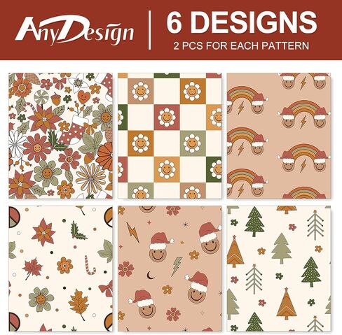 12 Sheet Boho Christmas Wrapping Paper Vintage Flower Rainbow Xmas Tree Gift Wrap Paper Bulk Retro Art Paper for Birthday Baby Shower, Folded Flat, 19.7 x 27.6 Inch in Saudi Arabia