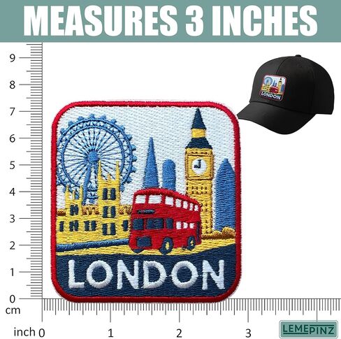 London 3 Inches Embroidery Patch, Conutry Iron On/Sew On Travel Embroidered Applique Patch, Travel Patches, Fabric Patches for Clothes Backpacks Hats, DIY Accessories Gifts for Travel Lovers in Saudi Arabia