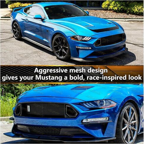 الشبكة الأمامية العلوية متوافقة مع 2018-2023 Ford Mustang EcoBoost GT، ملحقات شبكة Mustang شبكة نمط أسود in Kuwait