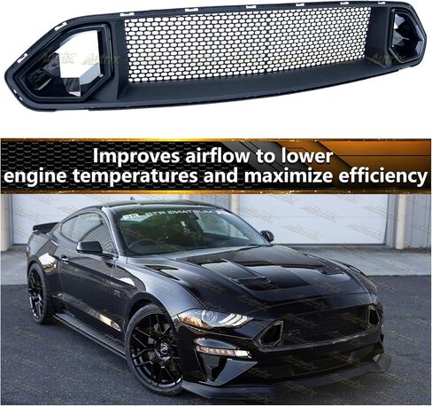 الشبكة الأمامية العلوية متوافقة مع 2018-2023 Ford Mustang EcoBoost GT، ملحقات شبكة Mustang شبكة نمط أسود in Kuwait