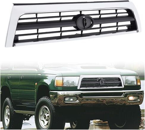 HECASA Front Grille Compatible with 1996-1998 Toyota 4Runner 5311135340 TO1200202 Bumper Grill Plastic (ABS) Chrome Silvery+Black in Saudi Arabia