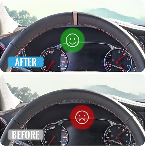 Universal Suede Steering Wheel Center Stripe Marker,Non-Slip Center Stripe Decal for Cars,Trucks & SUVs,Auto Interior Accessories（Orange and Black） in Saudi Arabia
