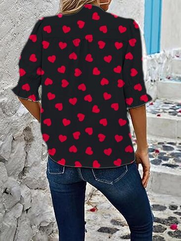 Women's Dressy Smocked Sleeve Deep V Neck Halloween Jack o Lantern Pumpkin Blouses in Saudi Arabia
