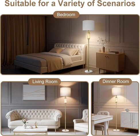 Natural Alabaster Floor Lamp for Living Room,Gold Floor Lamp with Glass Tray,Tall Lamps with Night Light,Linen Shade,4-Way Rotary Switch,Marble Base Standing Lamp for Bedroom,Office(Bulb Included) in Kuwait