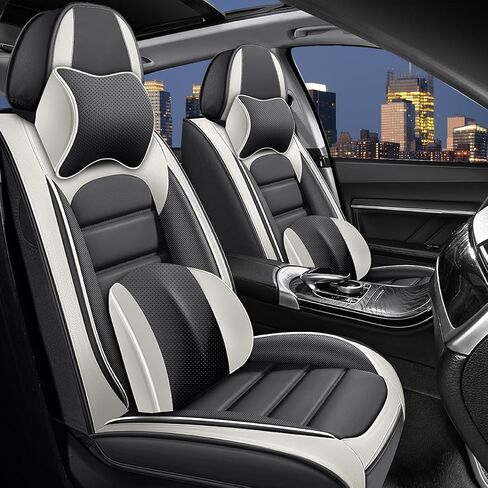 Car Seat Covers for Chevy Chevrolet Suburban 2007-2025, Nappa Leather Full Set Seat Cover with Pillow Full Coverage Waterproof Seat Protector (Black,5 Seats Luxury) in Saudi Arabia