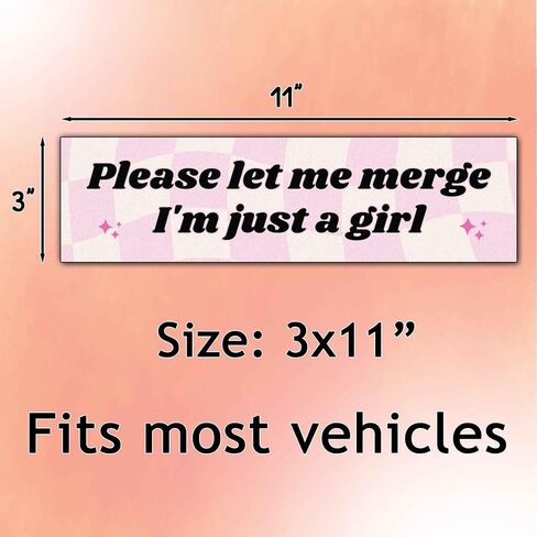 Please Let Me Merge I'm Just A Girl Funny Vinyl Bumper Sticker Weather-Resistance Funny Bumper Sticker for Cars, Trucks in Saudi Arabia